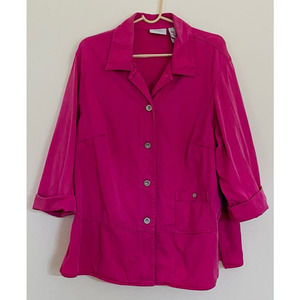 Liz Claiborne Woman by Elisabeth Fuchsia Hot Pink Car Coat Jacket Size 18W